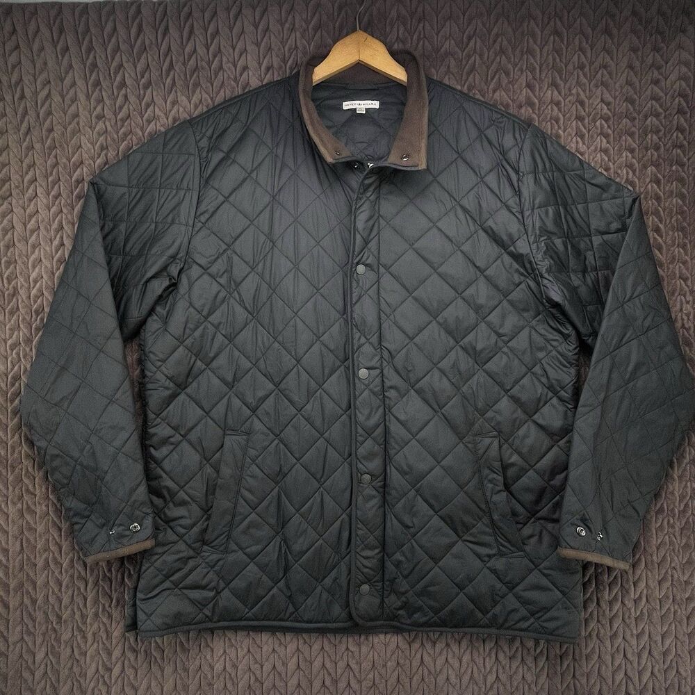 Peter Millar Norfolk Quilted Jacket Mens XL Black Water Resistant Bomber Coat